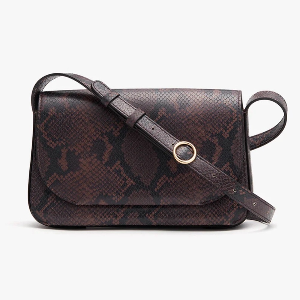 Cuyana Concertina Bag in Brown Snakeskin